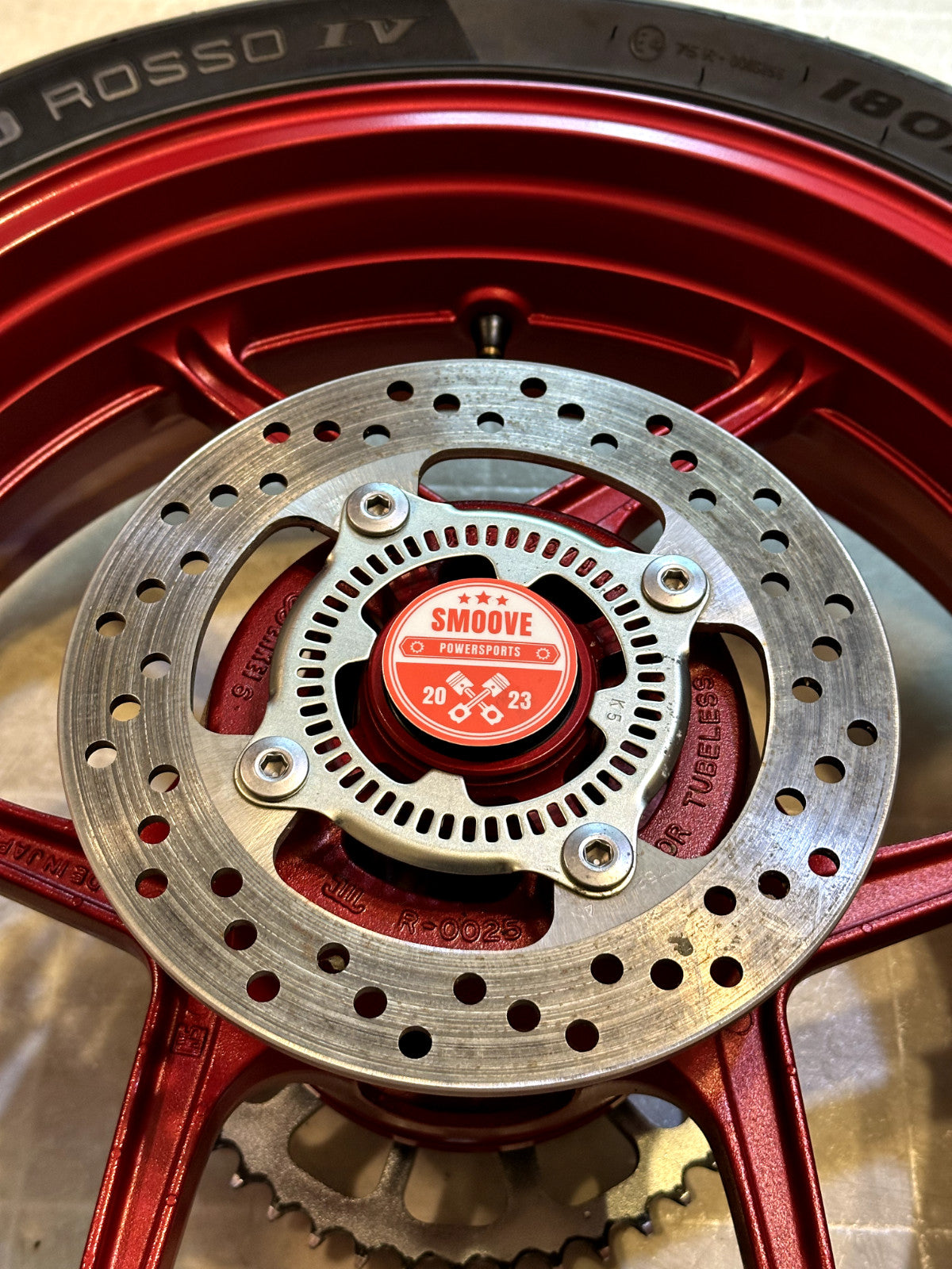 2019-2025 KAWASAKI NINJA ZX6R ZX636 OEM REAR BACK WHEEL RIM ROTOR SPROCKET RED