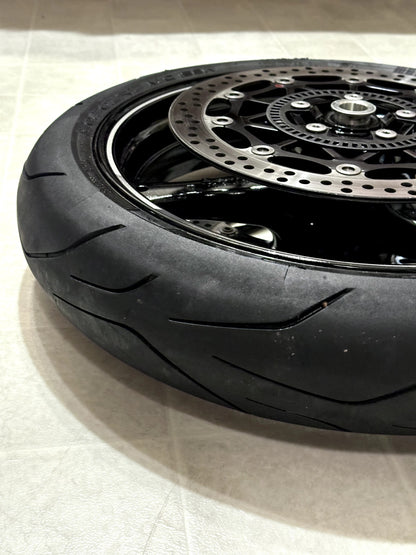 2021-2025 KAWASAKI NINJA ZX10R OEM FRONT WHEEL RIM ROTORS TIRE ASSEMBLY BLACK