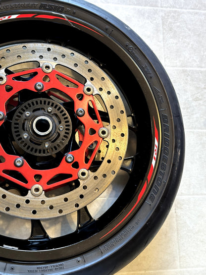 2015-2025 YAMAHA YZF R1 OEM FRONT WHEEL RIM ROTOR TIRE ABS RING BLACK STRAIGHT