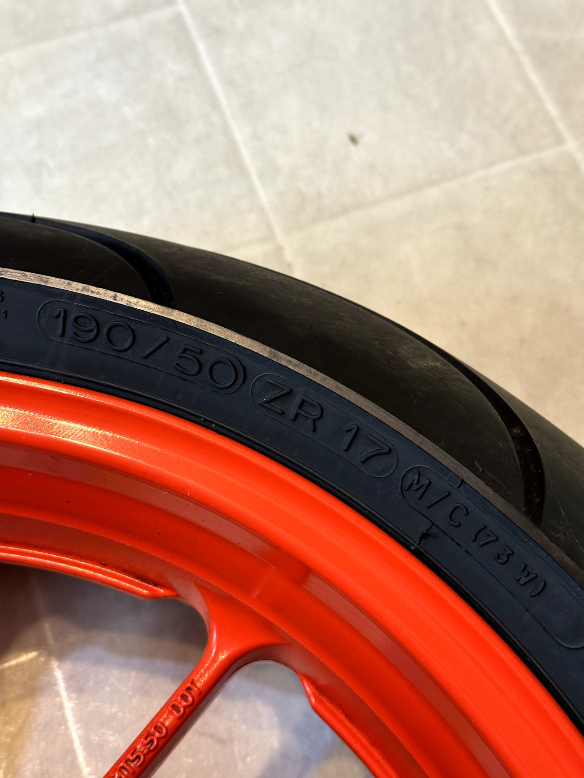 2014-2025 YAMAHA MT07 OEM REAR BACK WHEEL RIM SPROCKET ROTOR & TIRE ORANGE