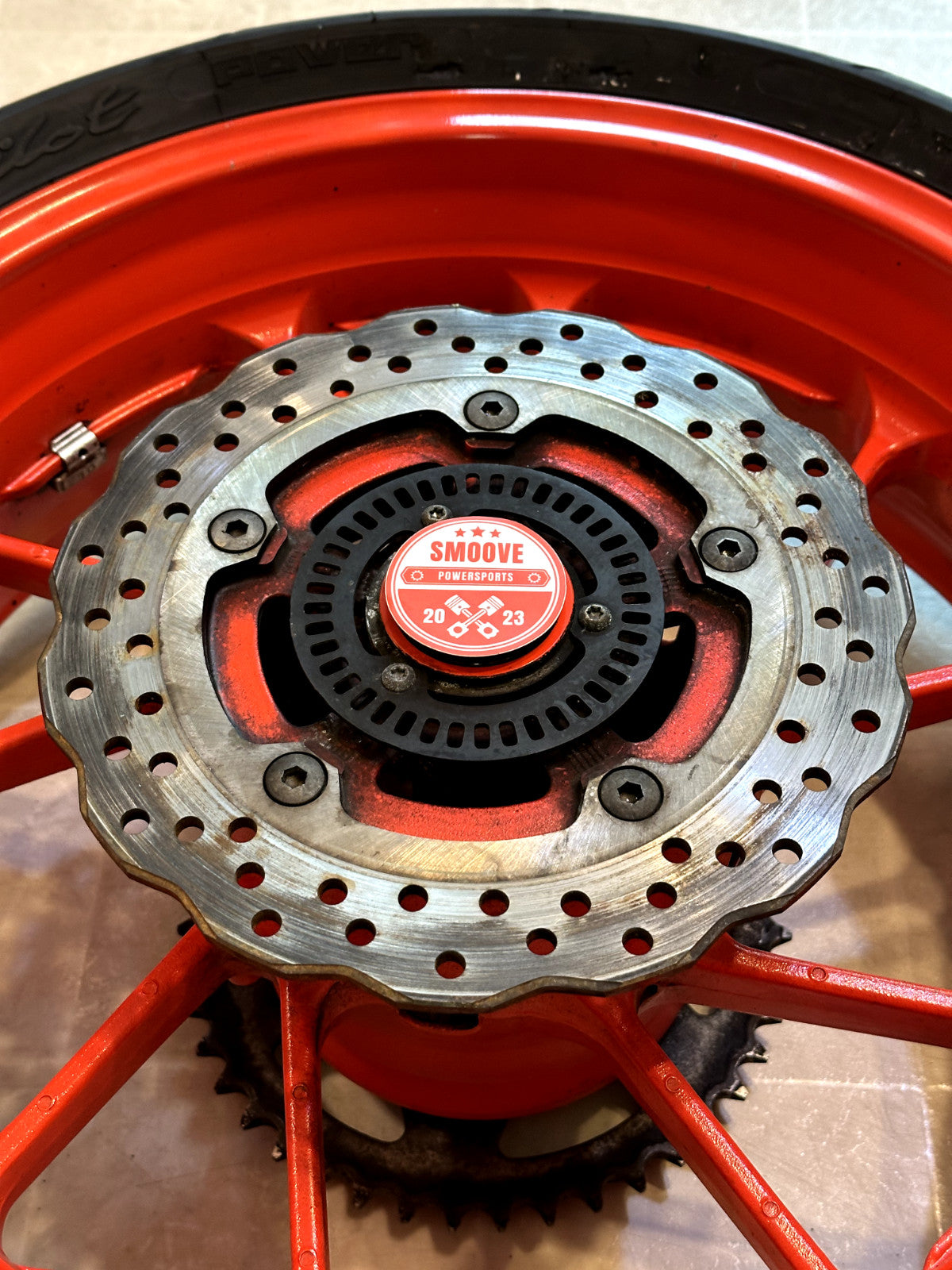 2014-2025 YAMAHA MT07 OEM REAR BACK WHEEL RIM SPROCKET ROTOR & TIRE ORANGE