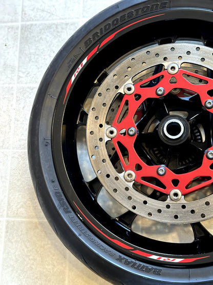 2015-2025 YAMAHA YZF R1 OEM FRONT WHEEL RIM ROTOR TIRE ABS RING BLACK STRAIGHT