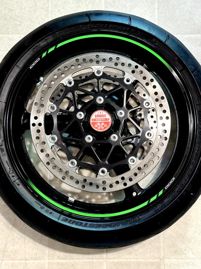 2021-2025 KAWASAKI NINJA ZX10R OEM FRONT WHEEL RIM ROTORS TIRE ASSEMBLY BLACK