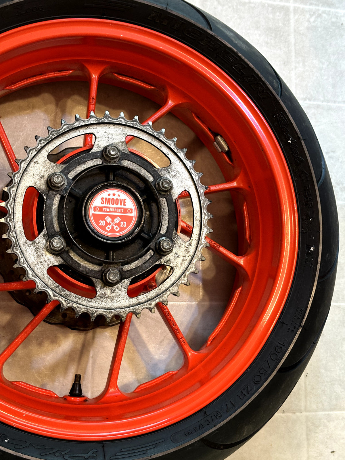 2014-2025 YAMAHA MT07 OEM REAR BACK WHEEL RIM SPROCKET ROTOR & TIRE ORANGE