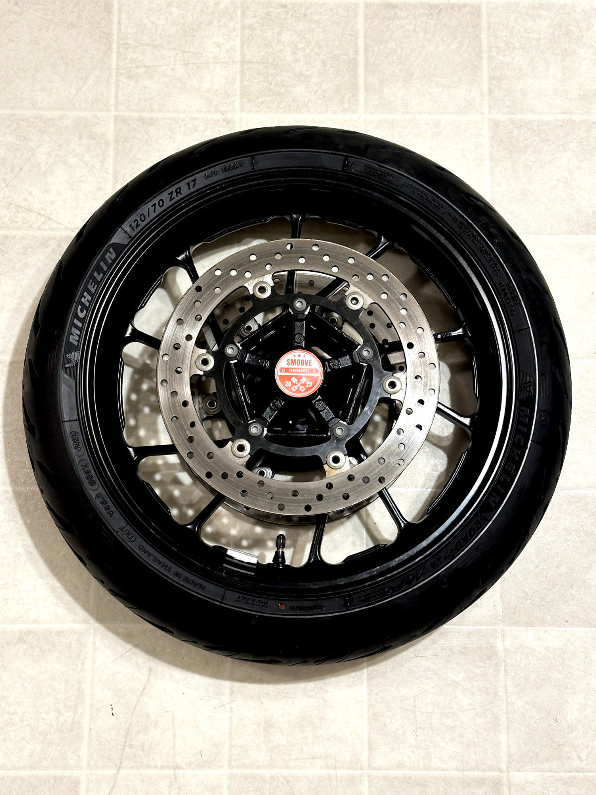 2021-2024 YAMAHA MT07 MT-07 OEM FRONT WHEEL RIM ROTORS & TIRE ASSEMBLY BLACK