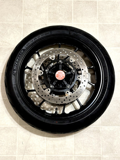 2021-2024 YAMAHA MT07 MT-07 OEM FRONT WHEEL RIM ROTORS & TIRE ASSEMBLY BLACK