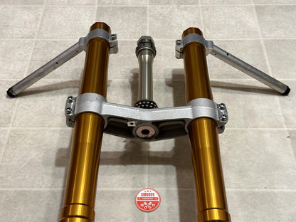 2011-2015 KAWASAKI NINJA ZX10R OEM FRONT FORKS SUSPENSION W/ TRIPLE TREE & BARS