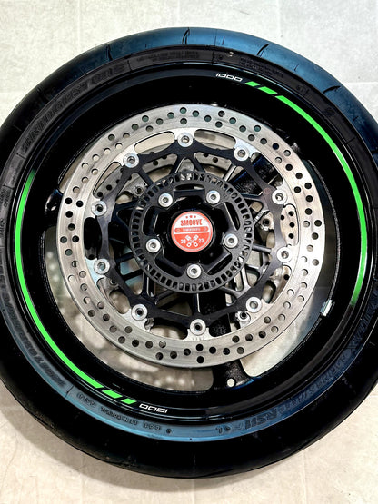 2021-2025 KAWASAKI NINJA ZX10R OEM FRONT WHEEL RIM ROTORS TIRE ASSEMBLY BLACK