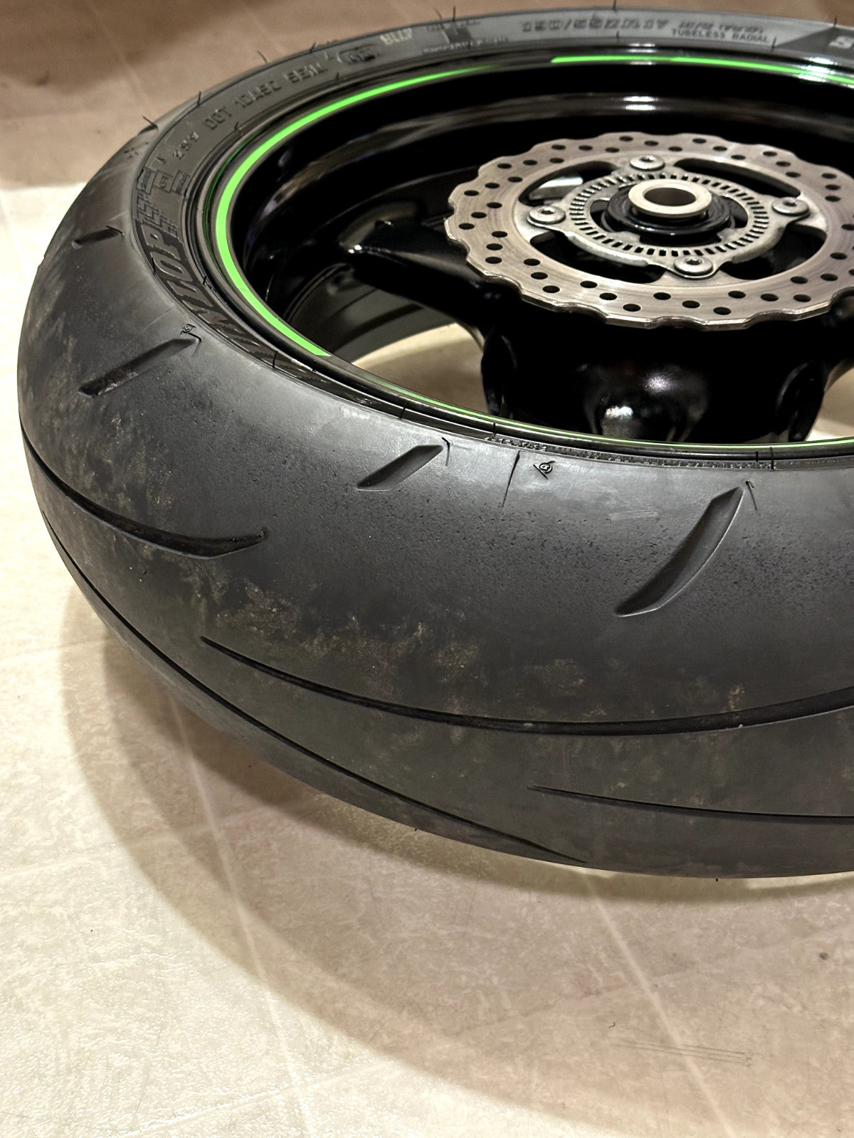 2011-2015 KAWASAKI NINJA ZX10R OEM REAR BACK WHEEL RIM ROTOR SPROCKET TIRE BLACK