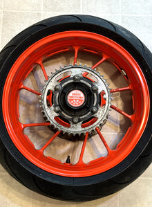2014-2025 YAMAHA MT07 OEM REAR BACK WHEEL RIM SPROCKET ROTOR & TIRE ORANGE
