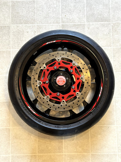 2015-2025 YAMAHA YZF R1 OEM FRONT WHEEL RIM ROTOR TIRE ABS RING BLACK STRAIGHT
