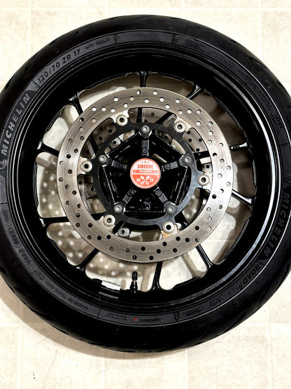 2021-2024 YAMAHA MT07 MT-07 OEM FRONT WHEEL RIM ROTORS & TIRE ASSEMBLY BLACK