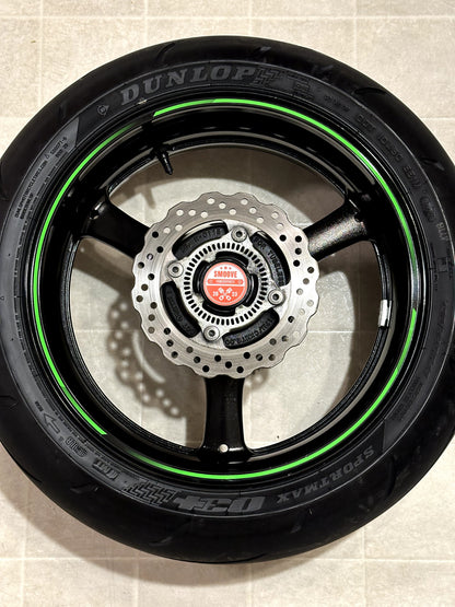 2011-2015 KAWASAKI NINJA ZX10R OEM REAR BACK WHEEL RIM ROTOR SPROCKET TIRE BLACK