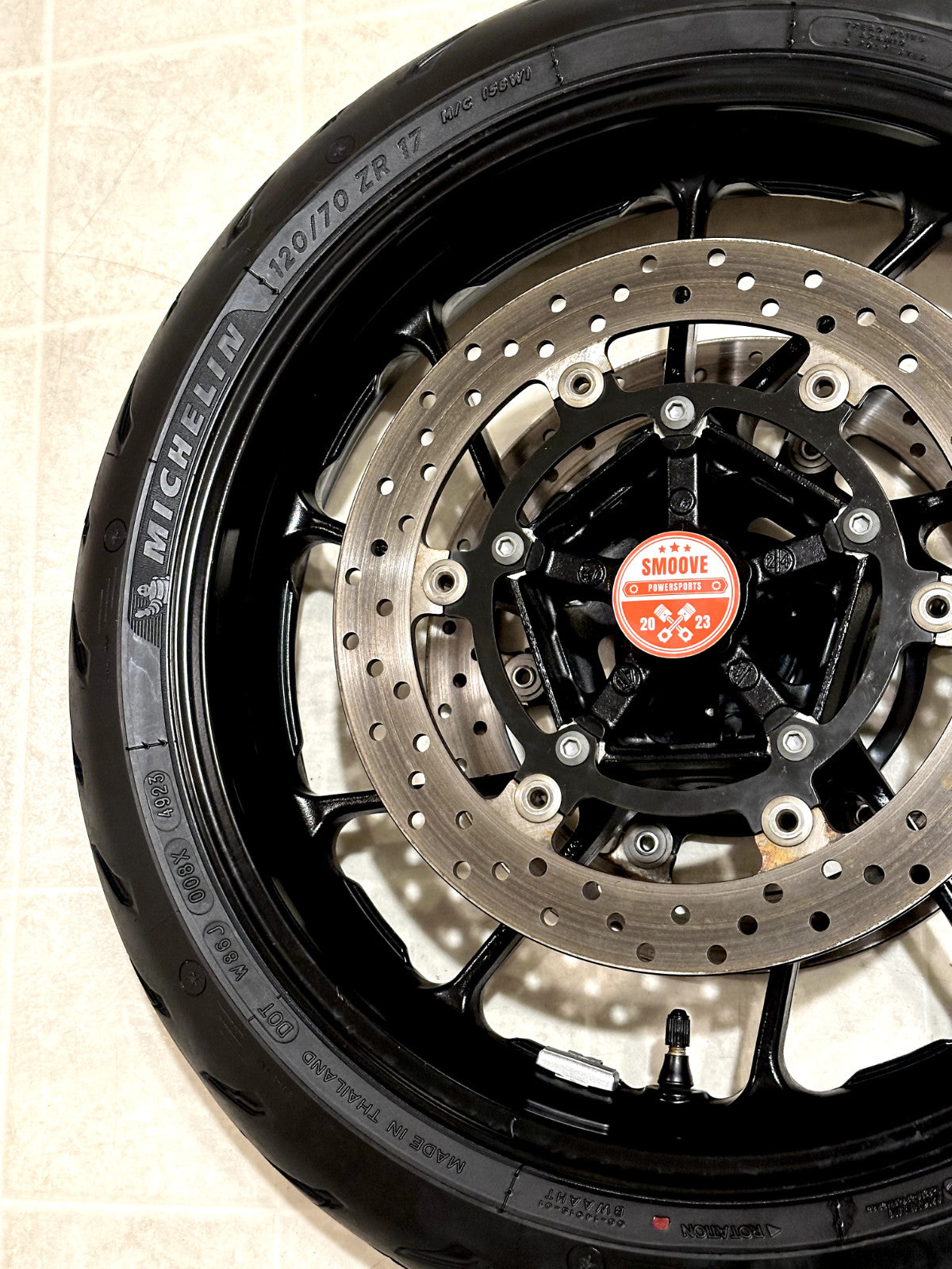 2021-2024 YAMAHA MT07 MT-07 OEM FRONT WHEEL RIM ROTORS & TIRE ASSEMBLY BLACK