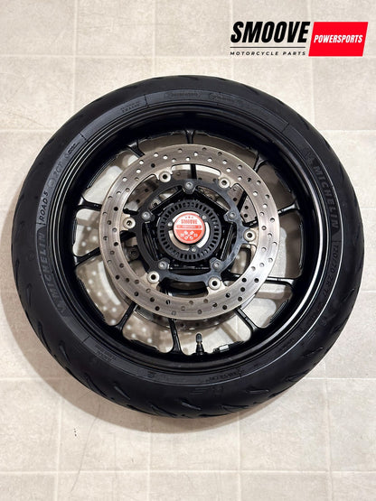 2021-2024 YAMAHA MT07 MT-07 OEM FRONT WHEEL RIM ROTORS & TIRE ASSEMBLY BLACK