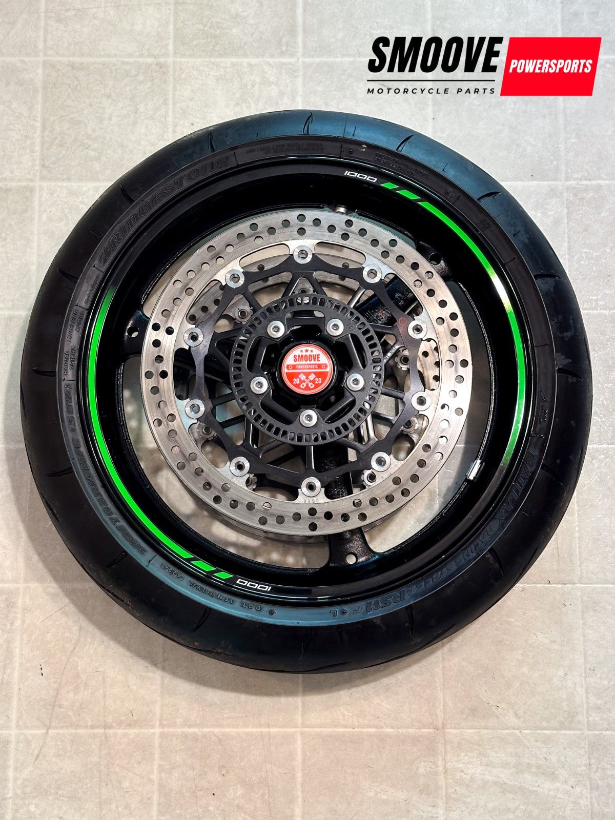 2021-2025 KAWASAKI NINJA ZX10R OEM FRONT WHEEL RIM ROTORS TIRE ASSEMBLY BLACK