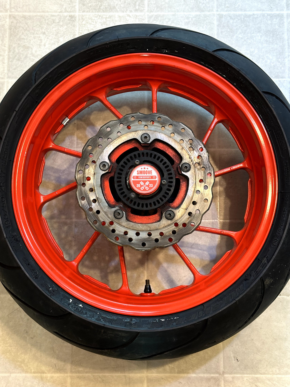2014-2025 YAMAHA MT07 OEM REAR BACK WHEEL RIM SPROCKET ROTOR & TIRE ORANGE