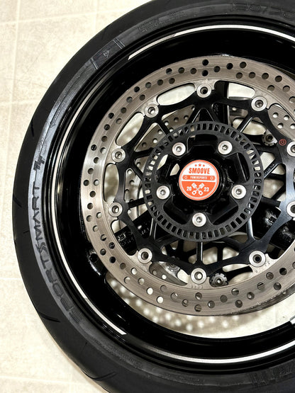 2021-2025 KAWASAKI NINJA ZX10R OEM FRONT WHEEL RIM ROTORS TIRE ASSEMBLY BLACK