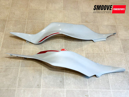 2024-2026 KAWASAKI NINJA ZX6R OEM LOWER GAS TANK FAIRING PANEL TRIM SET WHITE