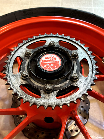 2014-2025 YAMAHA MT07 OEM REAR BACK WHEEL RIM SPROCKET ROTOR & TIRE ORANGE