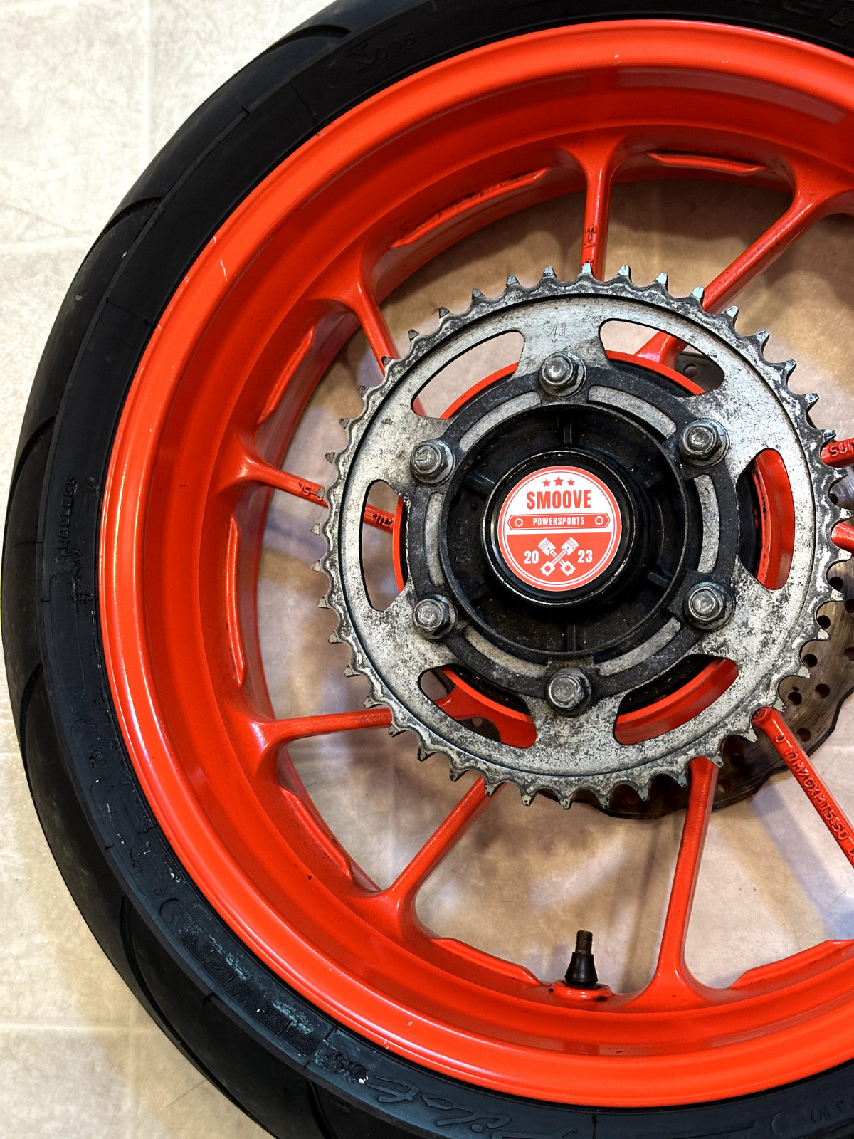 2014-2025 YAMAHA MT07 OEM REAR BACK WHEEL RIM SPROCKET ROTOR & TIRE ORANGE