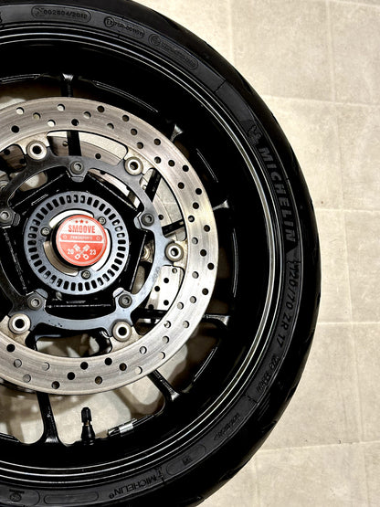 2021-2024 YAMAHA MT07 MT-07 OEM FRONT WHEEL RIM ROTORS & TIRE ASSEMBLY BLACK