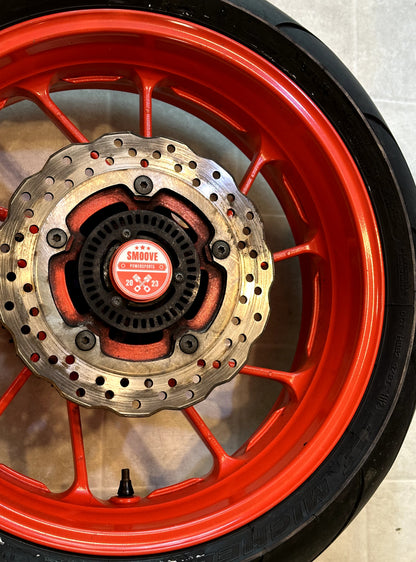 2014-2025 YAMAHA MT07 OEM REAR BACK WHEEL RIM SPROCKET ROTOR & TIRE ORANGE