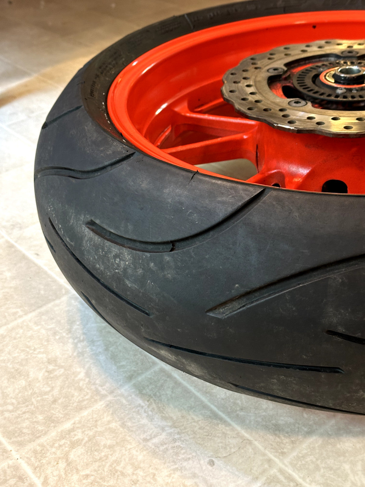 2014-2025 YAMAHA MT07 OEM REAR BACK WHEEL RIM SPROCKET ROTOR & TIRE ORANGE