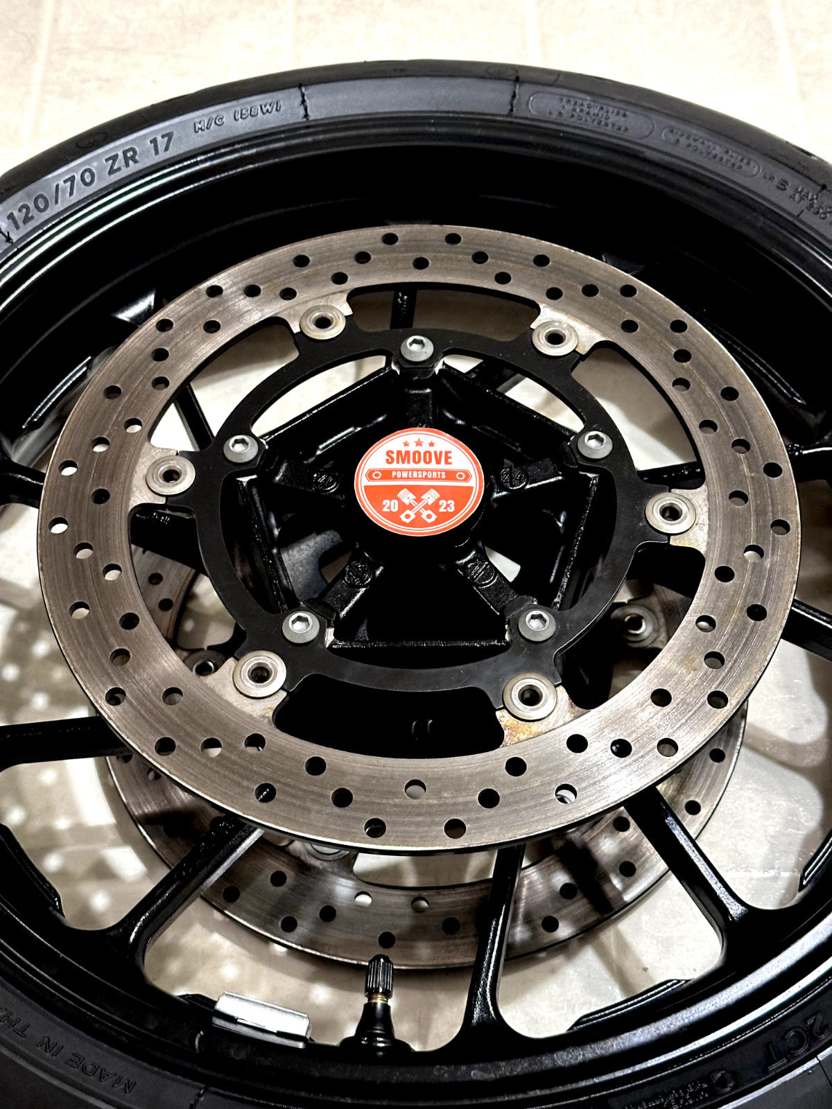 2021-2024 YAMAHA MT07 MT-07 OEM FRONT WHEEL RIM ROTORS & TIRE ASSEMBLY BLACK