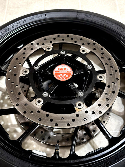 2021-2024 YAMAHA MT07 MT-07 OEM FRONT WHEEL RIM ROTORS & TIRE ASSEMBLY BLACK