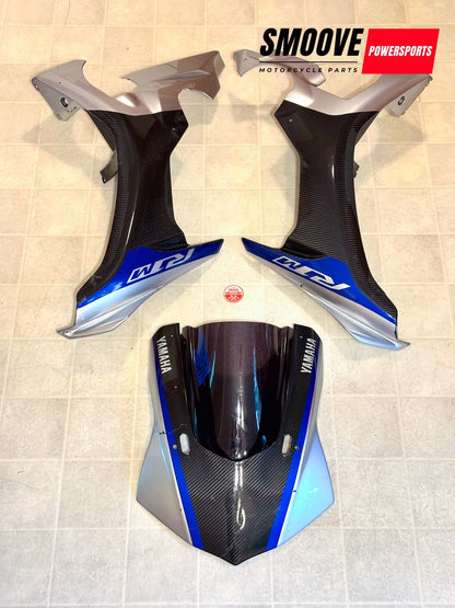 2015-2019 YAMAHA YZF R1M OEM CARBON FIBER LEFT RIGHT FAIRING SET + FRONT COWLING