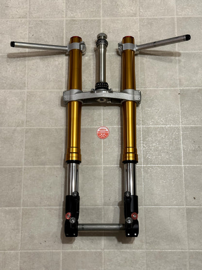 2011-2015 KAWASAKI NINJA ZX10R OEM FRONT FORKS SUSPENSION W/ TRIPLE TREE & BARS