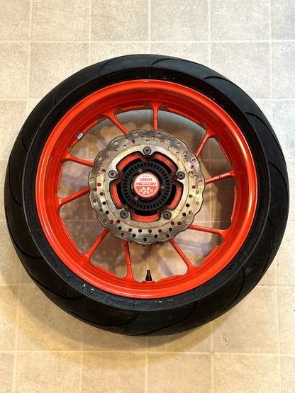 2014-2025 YAMAHA MT07 OEM REAR BACK WHEEL RIM SPROCKET ROTOR & TIRE ORANGE
