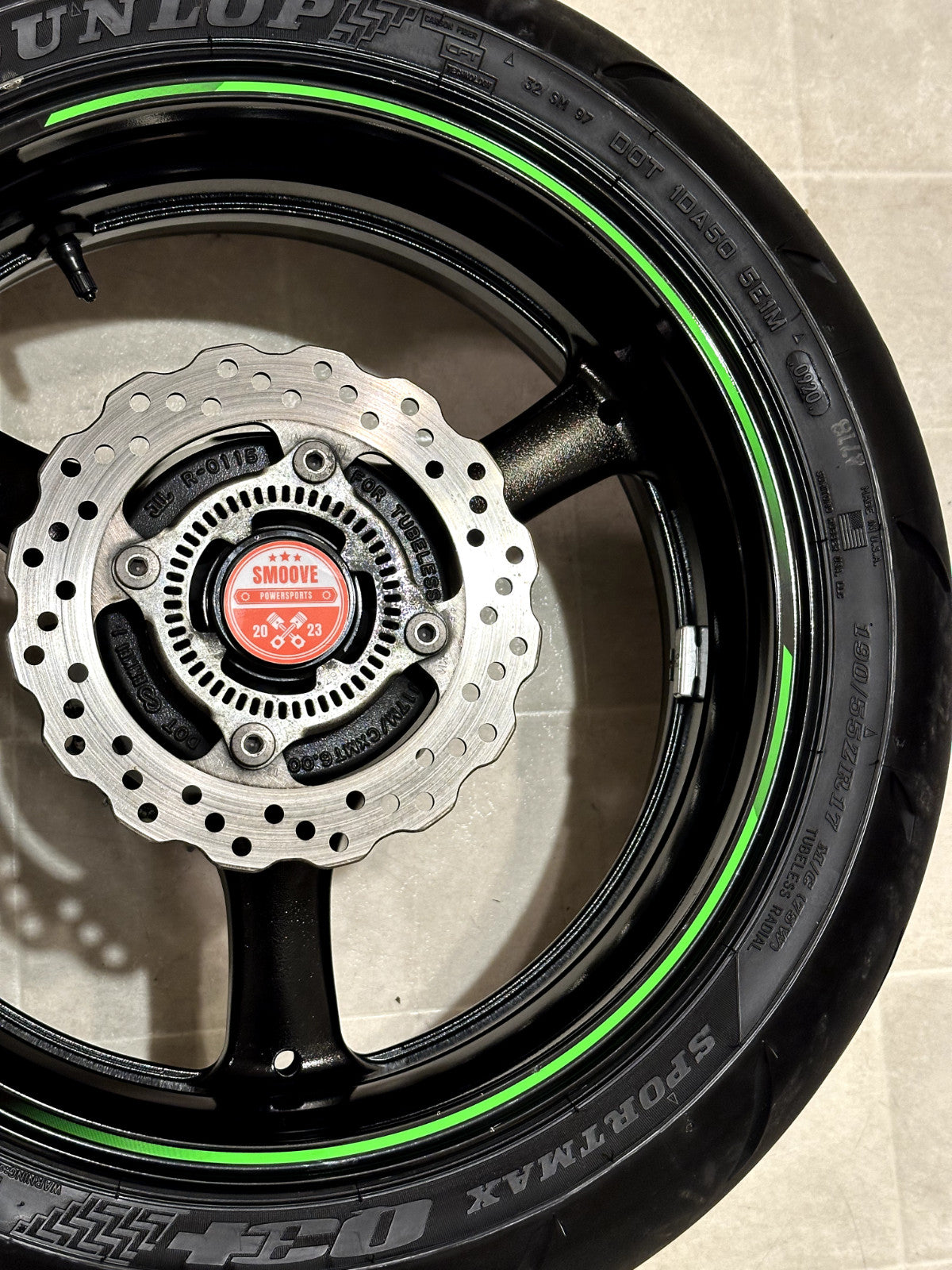 2011-2015 KAWASAKI NINJA ZX10R OEM REAR BACK WHEEL RIM ROTOR SPROCKET TIRE BLACK