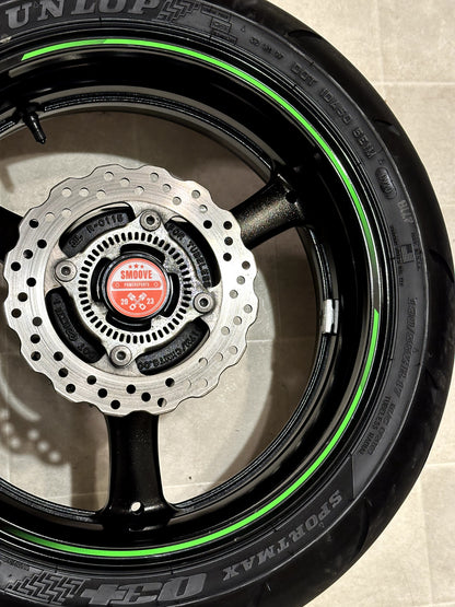 2011-2015 KAWASAKI NINJA ZX10R OEM REAR BACK WHEEL RIM ROTOR SPROCKET TIRE BLACK