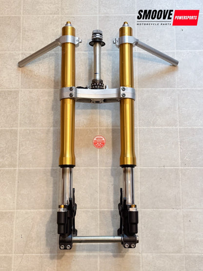 2008-2016 YAMAHA YZF R6 OEM FRONT FORKS SUSPENSION W/ TRIPLE TREE & CLIP ONS