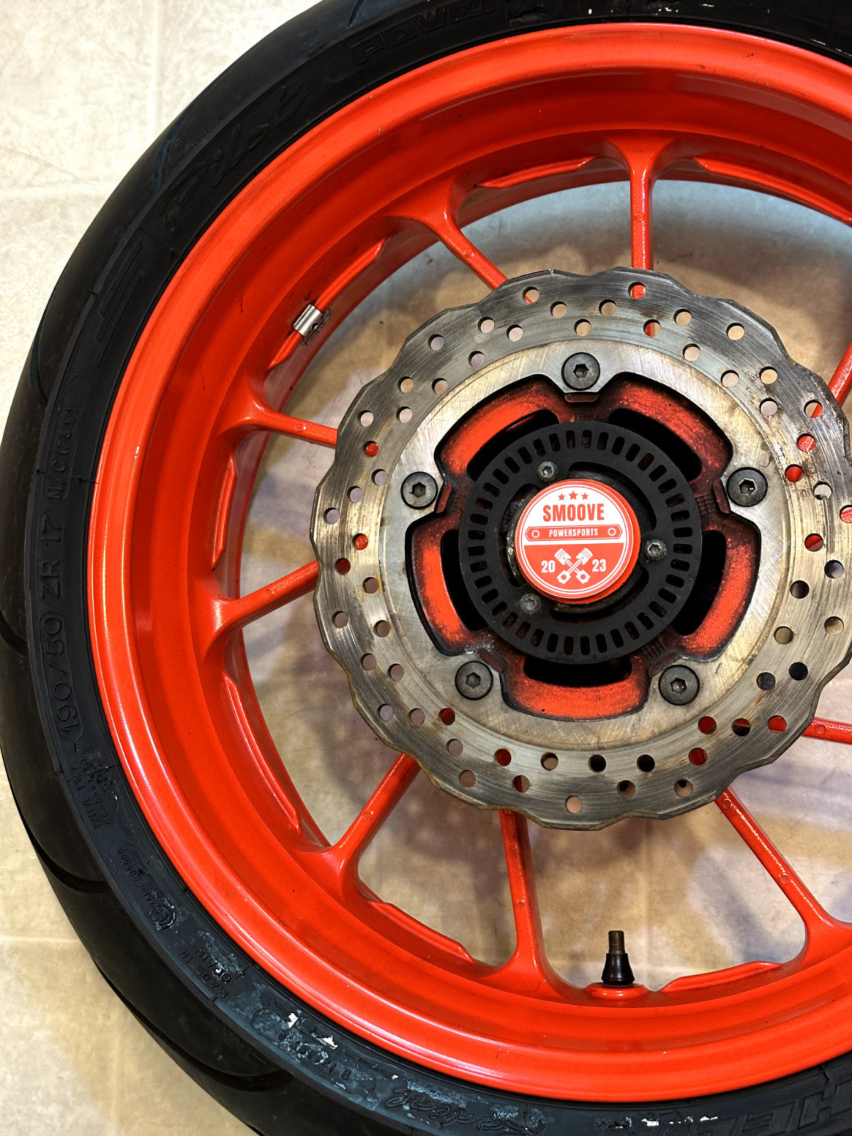 2014-2025 YAMAHA MT07 OEM REAR BACK WHEEL RIM SPROCKET ROTOR & TIRE ORANGE