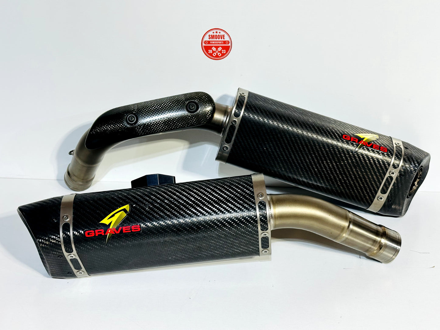 2009-2014 YAMAHA YZF R1 GRAVES EXHAUST SYSTEM MUFFLERS + MID PIPE & OEM HEADER