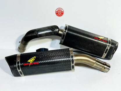 2009-2014 YAMAHA YZF R1 GRAVES EXHAUST SYSTEM MUFFLERS + MID PIPE & OEM HEADER